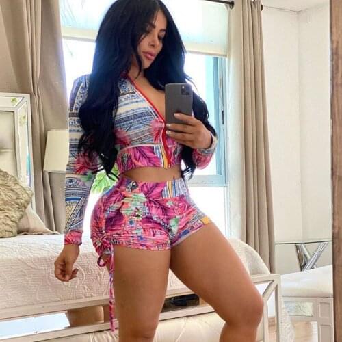 Casual Sporty Active Wear Matching Sets for Women Workout 2 Piece Outfits Hooded Zipper Bomber Jacket Top Shorts Jogging Femme