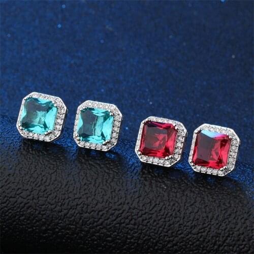 White Copper Multicolor Cubic Zirconia Stud Earrings Fashion Jewelry Earring Female Wedding Party Gift For Womens jewelry