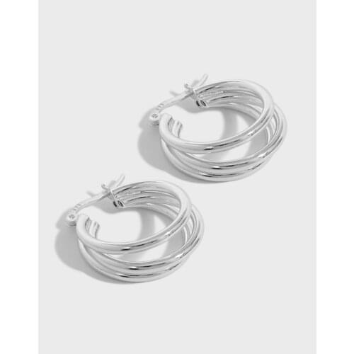 SHANICE S 925 sterling silver Hoop Earrings Simple and light luxury French geometric multi-layer circle Statement Earrings