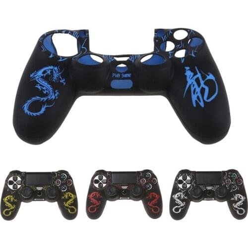Chinese Dragons Silicone Gamepad Cover Case + 2 Joystick For PS4 Controller