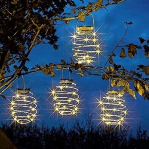 Solar Light Spiral LED Lanterns, Solar Garden Lights Outdoor Decorative Hanging Lights, Waterproof Pendant Light for Garden
