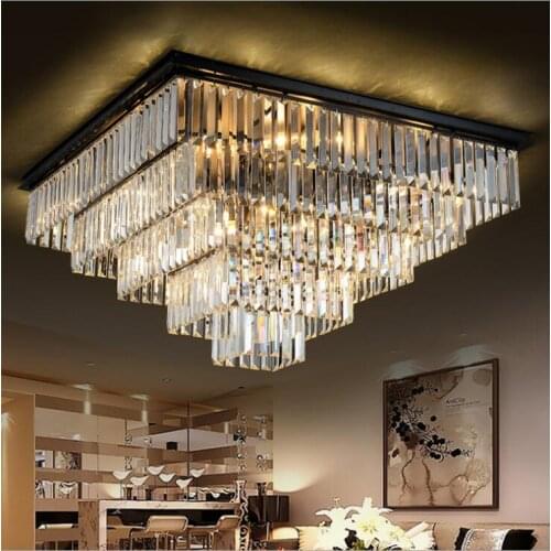 L Modern minimalist retro atmosphere living room lamp square crystal lamp ceiling lamp bedroom dining room lighting fixtures