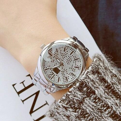 Bs Bee Sister Big Dial Watches Woman 2020 Famous Brand Crystal Silver Ladies Wrist Watches Rhinestone Bracelet Wristwatch Clock