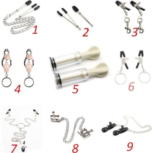 1 Pair Metal Nipple Clamps With Chain Breast/Clitoris Clips Vacuum Nipple Sucker Flirting Product Sex Toys Exotic Accessories