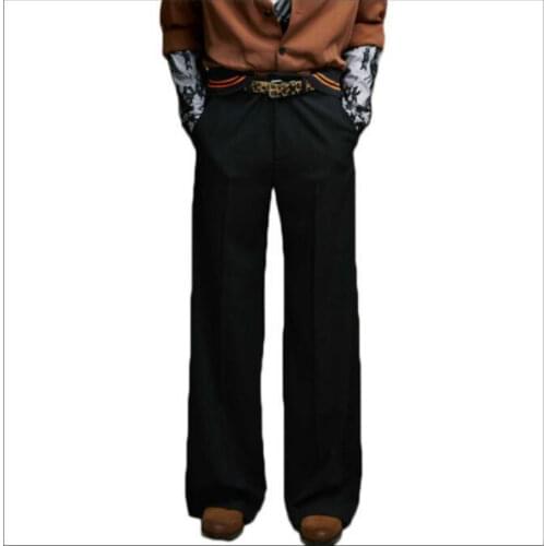 27-44 Autumn Mens Vertical Wide Leg Pants Straight Pants Fashion Casual Europe And The United States Elastic Loose Trousers