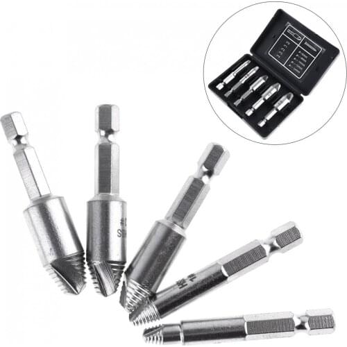 5pcs/lot Practical HSS Silver Strip Breakage Screw Extractor with Threaded Type Screw Tool for Home
