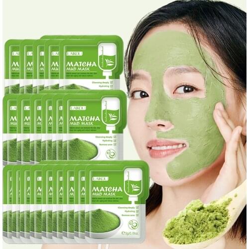 50PCS LAIKOU Matcha Green Clay Mud Face Mask Anti Wrinkle Night Facial Packs Dark Circle Moisturize Anti-Aging Mask For Facecare