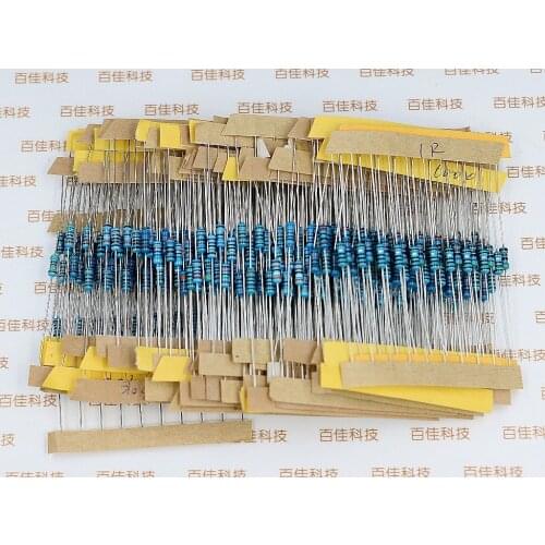 500pcs 50 kinds × 10pcs resistance (1ohm-10m ohm) 1/4w metal film resistor set element package