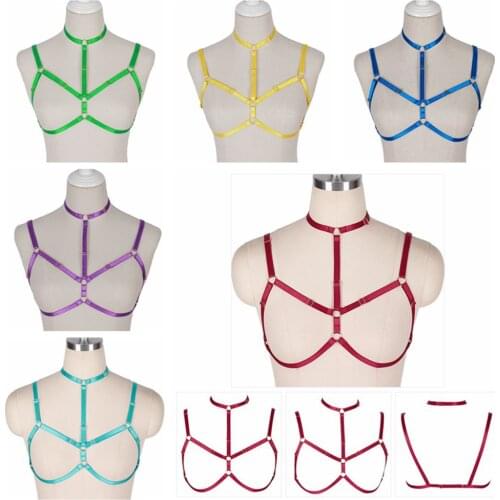 Punk Hollow Bra Bondage Elastic Straps Festival Clothing Adjust Waist Suspender Belt Punk Goth Costume Halloween Carnival