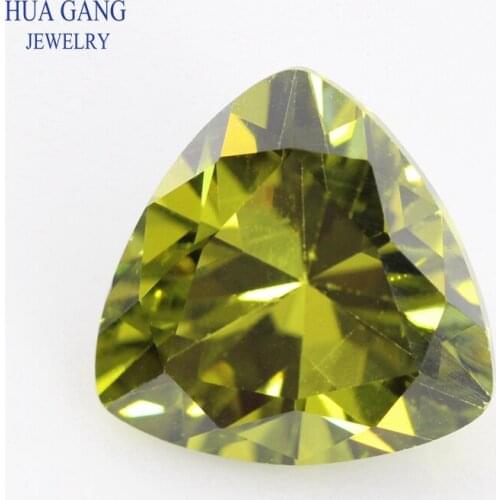 5A Peridot Trillion Shape Cubic Zirconia Brilliant Cut Loose CZ Stone Synthetic Gems Beads For Jewelry Size 3x3-12x12mm