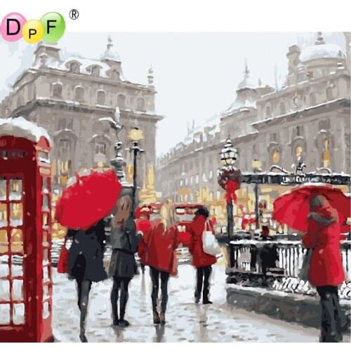 DPF diamond embroidery Black and red winter diamond painting cross stitch needlework diamond mosaic square rhinestone home decor