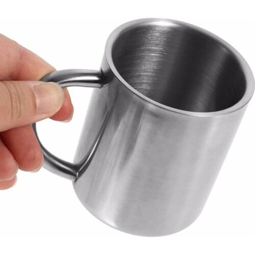 Double Layer Stainless Steel Coffee Mugs Tea Cup Wine Cup with Handgrip Scald-proof Milk Mug Drinkware Kitchen Tools