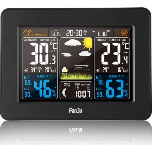 Digital Alarm Clock Temperature Humidity Sensor Barometer Forecast Weather Station Desk Clocks