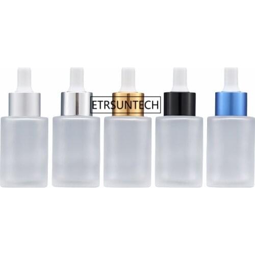 50pcs 30ml Frosted Glass Dropper Bottle with Black Gold Silver Drop 1oz Matte Glass E-liquid Drop Vials F3473