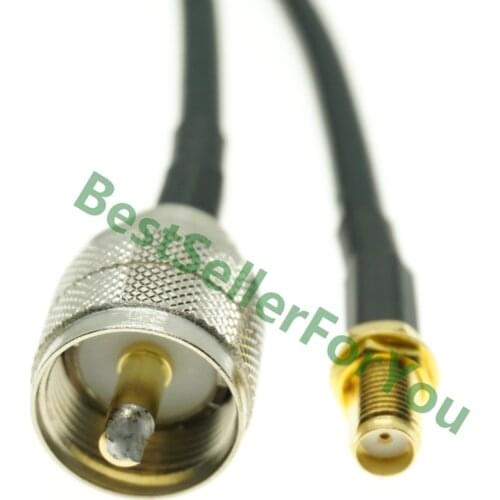 SMA Female nut bulkhead to UHF Male PL259 PL-259 RF Straight Pigtail Jumper RG58 Cable