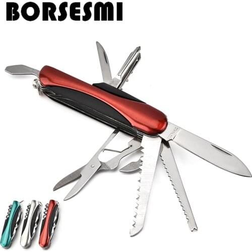 Hot sale Stainless steel 11 in 1 pocket knife Multi-function Mini keychain folding knife multi-purpose kitchen fruit knives