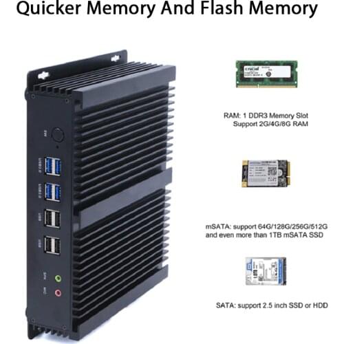 Fanless Industrial PC,Mini Computer,Windows 10,Intel Core I3 4005U/4010U,[HUNSN MA05I],(Dual WiFi/2HD/4USB2.0/4USB3.0/2LAN/6COM)