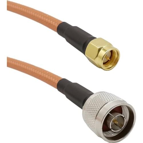 10-80CM SMA Male to N Male Plug Double Shielded RG142 Coaxial RF Cable Plate Copper with Silver Type N to SMA Connector