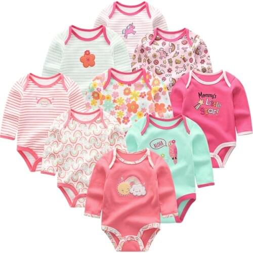 Baby Girl Rompers Cartoon Printing 3Pcs/Set 2020 Winter Cotton Bodysuit Casual Toddler Boys Clothes Unisex Newborn Onesies 0-12M