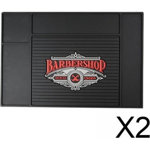 2xBlack PVC Non-Slip Barber Station Mat for Clippers Scissors Trimmers Brushes