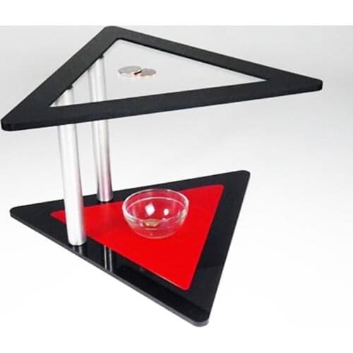 Deans Triangle Magic Tricks Coin Through Glass Visual Coin Penetration Magia Magician Close Up Illusions Gimmick Prop Mentalism