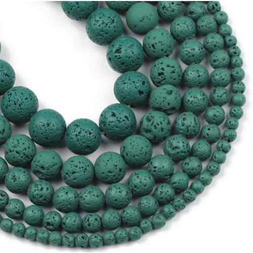 Malachite Green Natural Lava Hematite Stone Beads 4/6/8/10/12MM Volcanic Rock Round Loose Beads For Jewelry Making DIY Bracelet