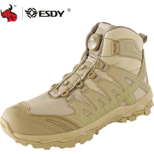 ESDY Motorcycle Boots Summer Breathable Tactical Desert Boots Shoes Mens Outdoor Camping Trekking Climbing Hiking Shoes