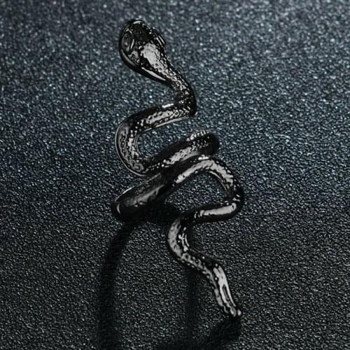 Gothic Vintage Exaggerated Animal Snake Ring Mens Personality Punk Fashion Metal Jewelry Accessories Gift