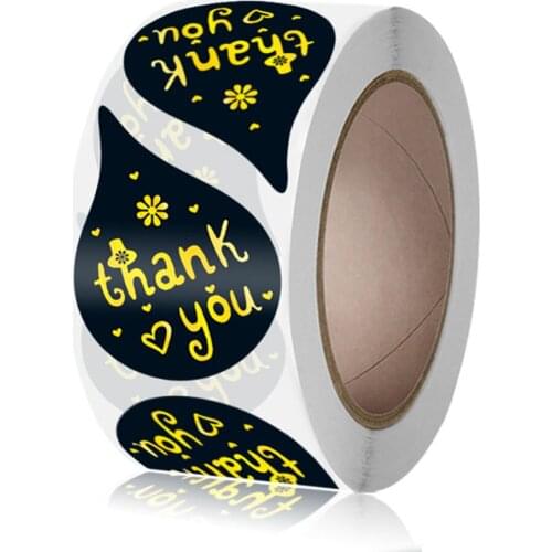 50-500pcs Water-Drop Shape Thank You Sealing Label Sticker Tape Thank You Packaging Label Material Supplies Sealing Stickers