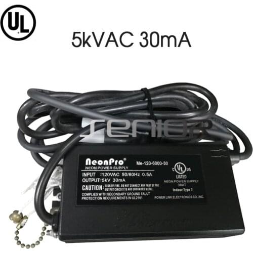 5000V 30mA UL Neon Sign Electronic Transformer Power Supply American Neon Sign Rectifier Ballast With Plug 120V Input Load 18ft