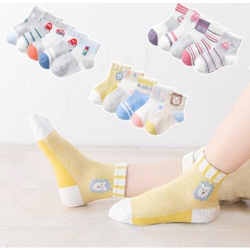 5 pairs/lot Cute Cartoon Mesh Cotton Baby Kids Socks Summer Breathable Knit Newborn Socks Baby Boy Socks Girls Socks for 1-12Yrs