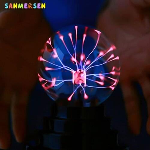 14cm USB Novelty Magic Plasma Ball Black Base Glass Sphere Lightning Nightlight Party Lamp Light Christmas Kids Decor Gift