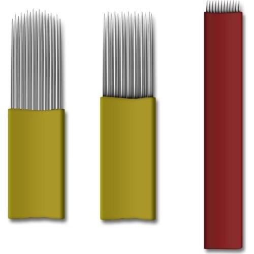 Excellent Flat Manual Needles 12 / 14 / 15 / 17 / 19 Pins Fog Eyebrow Permanent Handmade Tattoo Needle microblading Pen 500pcs