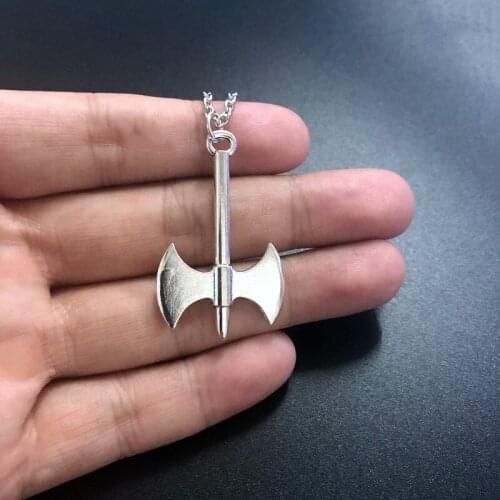 Necklace for Men Nordic Mythology Viking Ax Pendant Necklace Steel Ax Hatchet Double Edged Axe Pendants Necklace jew