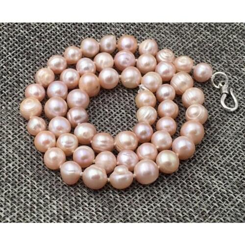 Natural 8-9MM Real Freshwater purple pearl necklace18 inch