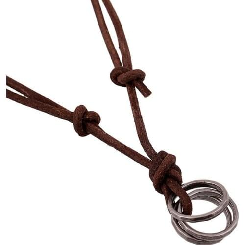 NEW Genuine Leather Necklaces Men Vintage Punk Triple Alloy Choker & Pendants Necklaces Men Women Fashion Jewelry