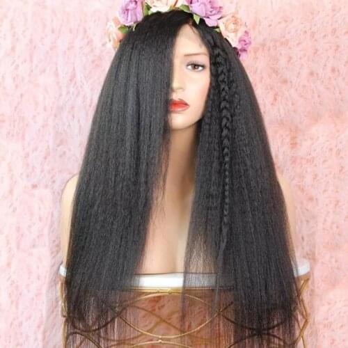 Bouncy Curly Synthetic Lace Front Wig For Black Women Long Middle Part Natural Hairline Heat Resistant Wigs With Baby Hair