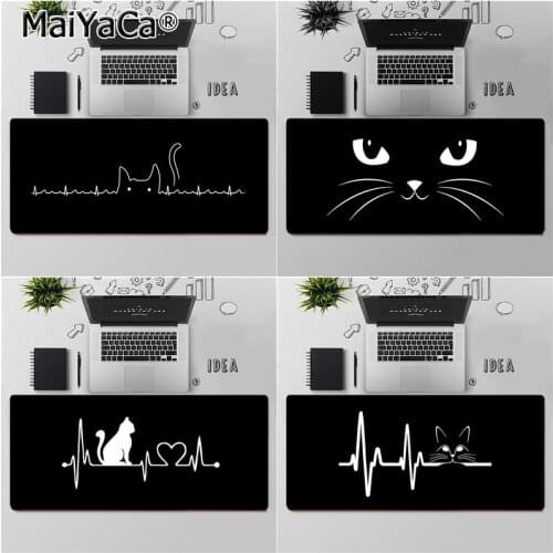 Maiyaca High Quality white line black Cats Rubber PC Computer Gaming mousepad Rubber Computer Gaming mousepad