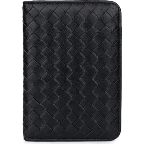 Luxury sheepskin leather Passport Holder Passport Cover weave leather card holder money wallet passport sleeve