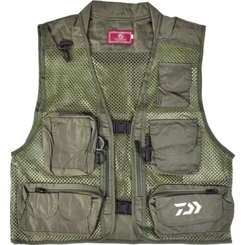 Outdoors Fishing Vest Breathable Mesh Grid Wear-Resisting Photographer Jacket Multi-Pockets Hiking Hunting Fishing Vests