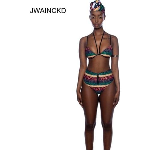 JWAINCKD Sexy Bikini 2019 Female Swimsuit Women Swimwear Thong Push Up Biquini High Waist Swimming Suit Geometric Bathing Suit