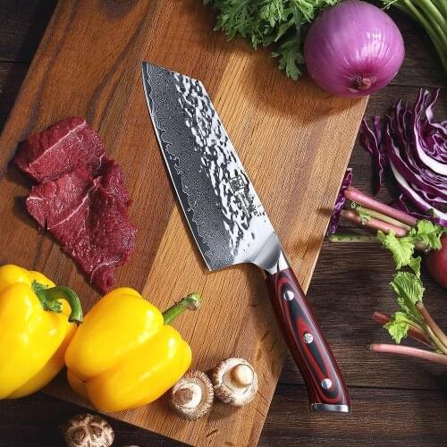 SUNNECKO 7" inch Cleaver Kitchen Chef Knives Japanese 73 Layers Damascus AUS-10 Steel Sharp Strong Blade G10 Handle Cutting Tool