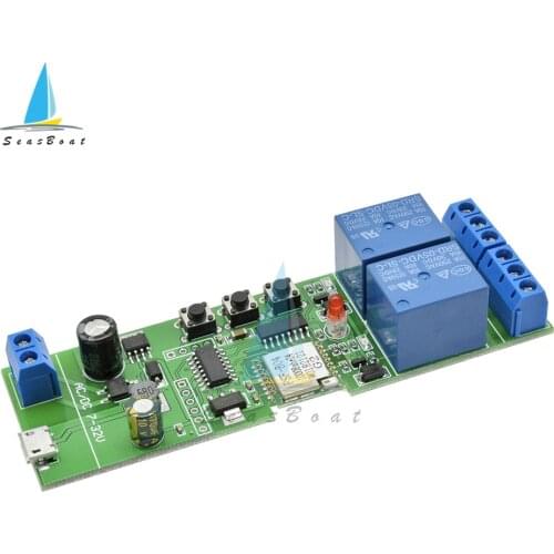 DC 7-32V Self-Locking Wifi Smart Switch 2 Channel Relay Module Wireless Switch Timer Remote Control Smart Home