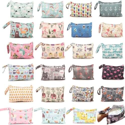 Reusable Mini Wet Bag For Nursing Menstrual Pads Waterptoof PUL Snap Handle Wetbag Maternity Diaper Bag Stroller Bags 15*22.5cm