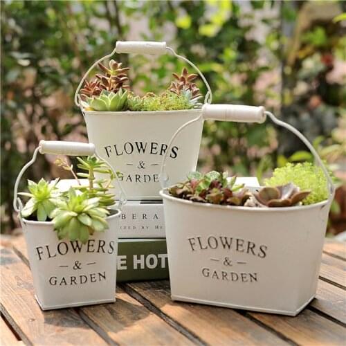 Zakka Metal Iron Flower Pot Hanging Balcony Garden Plant Planter Home Table Decorative