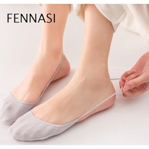 FENNASI Womens Invisible Socks Five Pairs Suitable For Summer Multiple Colour Highly Elastic Shallow Mouth Half-Foot Boat Socks