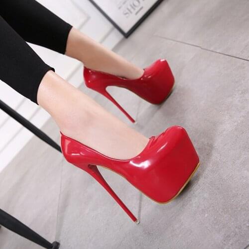 2020 new patent leather single shoes ultra high heel waterproof platform womens shoes pointed stiletto platform high heels