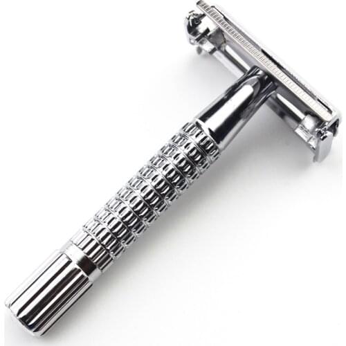1 Set(1 Pcs Knife Rest + 1 Pcs Blade) Professional Old-Fashioned Shaving Razor Alloy Handle Face Care Classical Shaving Razors