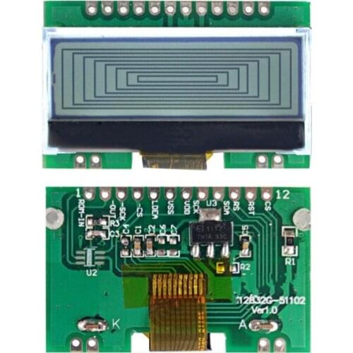 12PIN COG 12832 LCD Screen Module ST7567 Controller White Backlight 3.3V SPI Interface
