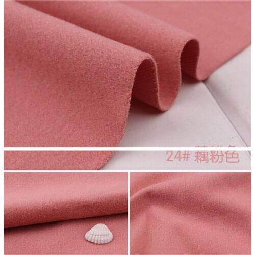 24# deep pink 1 meter one side brushed Imitation woolen garment fabric for DIY colthes overcoat skirt suit dress material